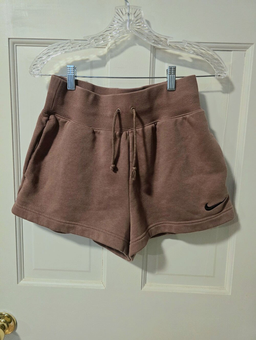 Nike Women's Rose Brown Drawstring Fleece Athletic Shorts
